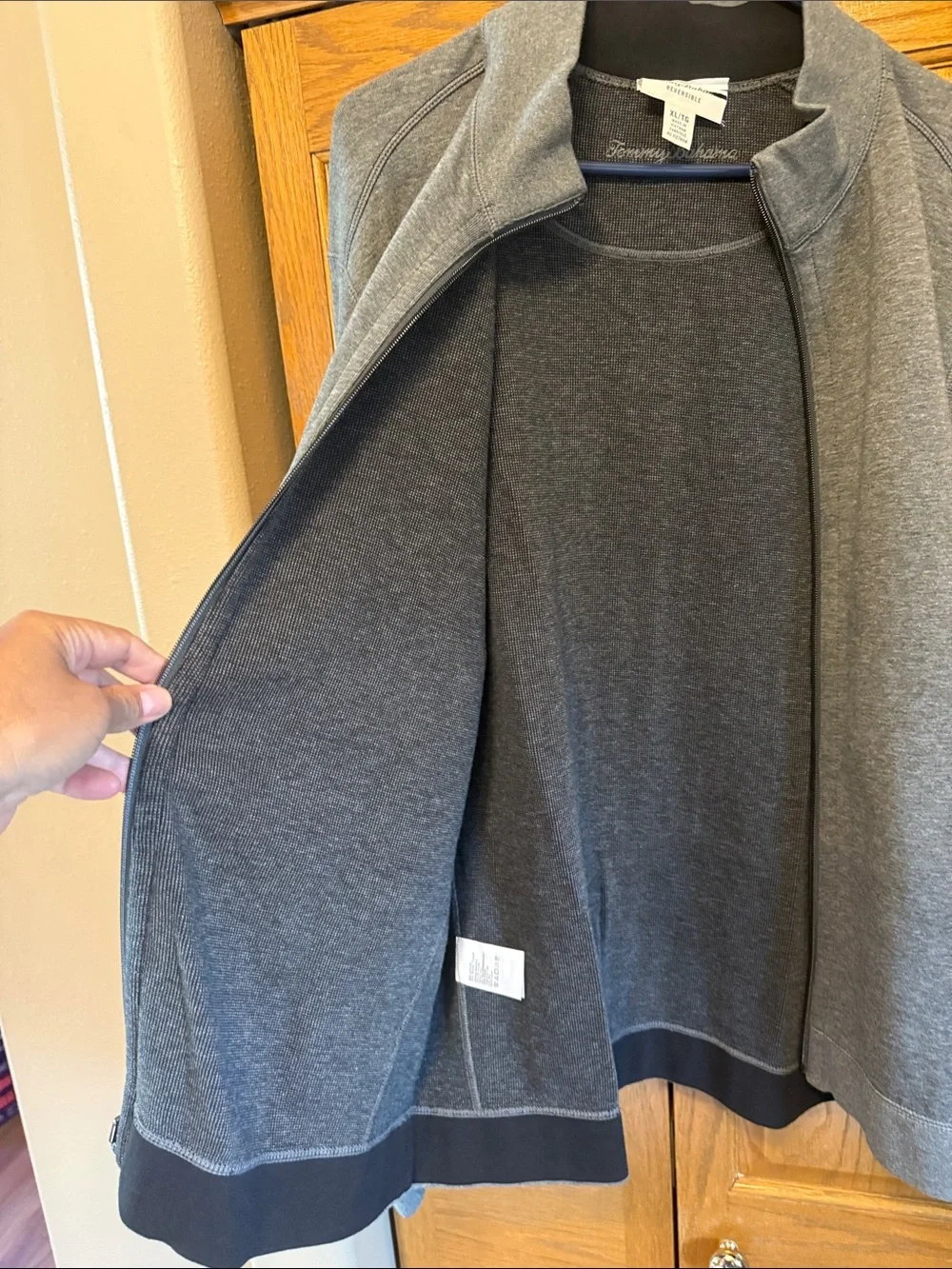 Tommy Bahama Heather Gray Full-Zip Lightweight Jacket-Reversible-XL/TG